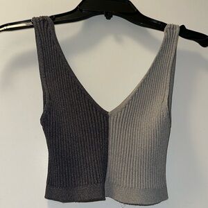 Gray color block crop top